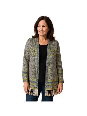 Zozo Waterfall Patterned  Open Front  Cardigan Sz Large